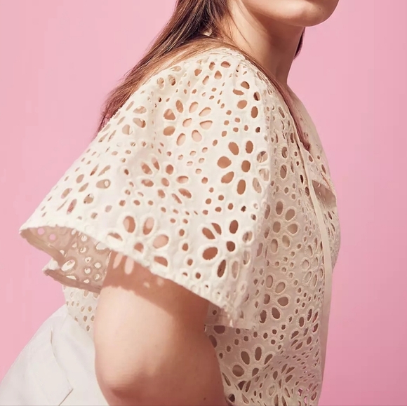 Lane Bryant Notch-Neck Sheer Eyelet Top Size 26 - Picture 3 of 4